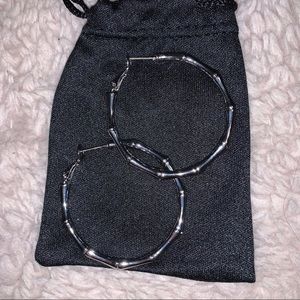 Silver Bamboo Hoops